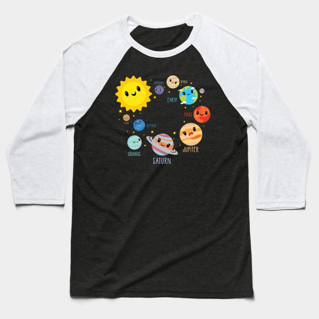 Kid's Solar System ' Science Planet Baseball T-Shirt by ourwackyhome